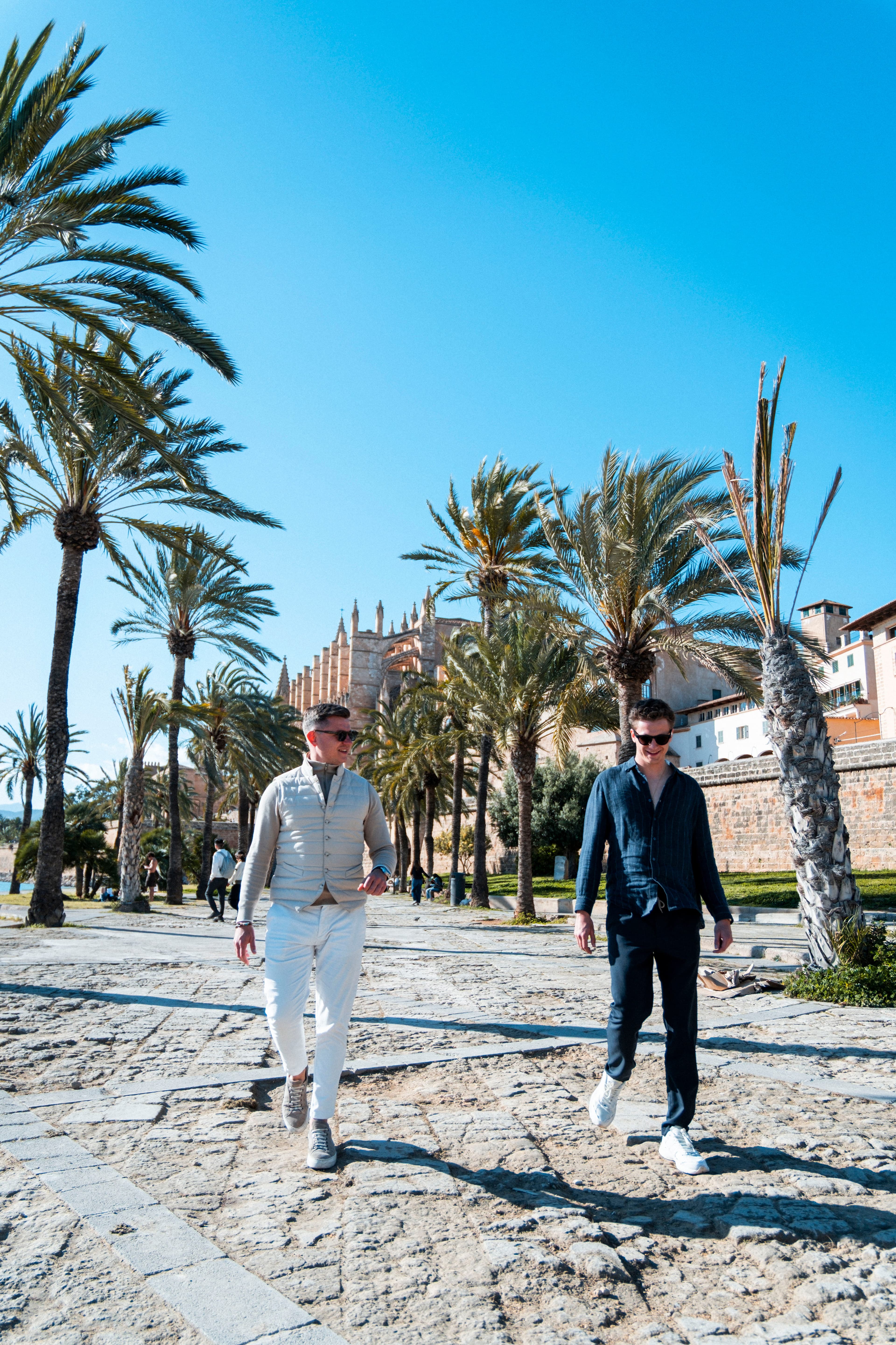 Rocco and Brian walking through Palma de Mallorca